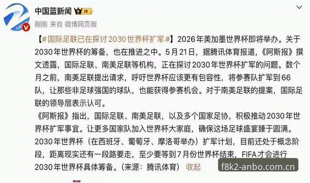 安博体育怎么样必备 2030世界杯扩军至66队深度分析:中国男足迎来历史性机遇